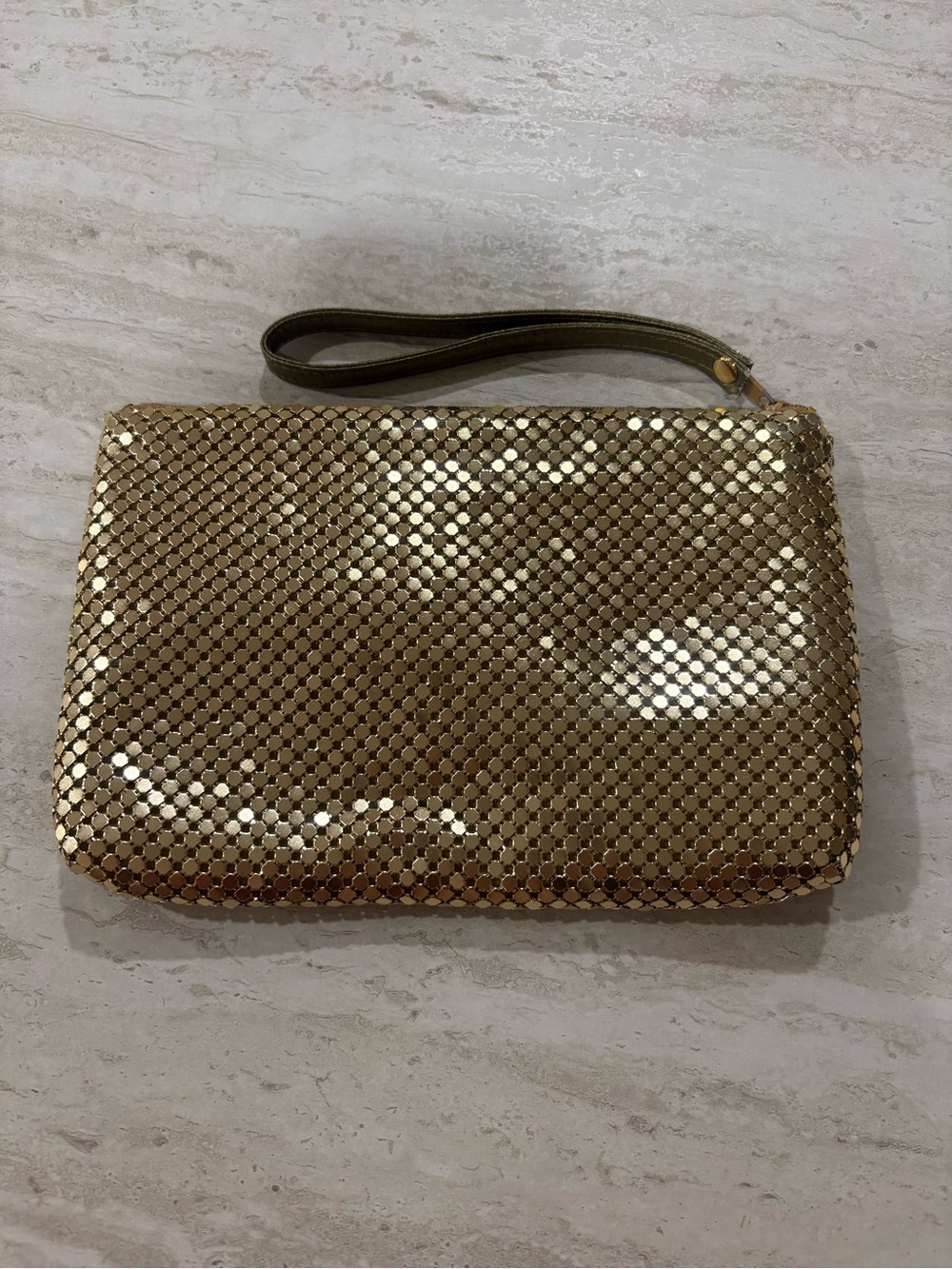 Gold Metal Mesh Clutch Wristlet Evening Bag Party Purse